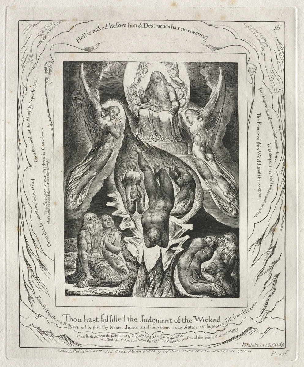 The Book of Job: Pl. 16, Thou hast fulfilled the Judgment of the Wicked by William Blake, other, 1825
