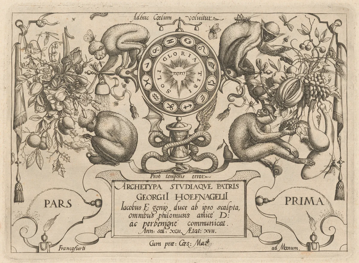 Archetypa studiaque patris Georgii Hoefnagelii [Part 1, Title Page] by Jacob Hoefnagel; Joris Hoefnagel, print, 1592