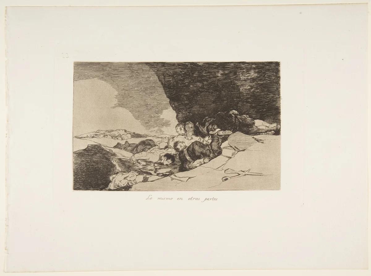 Plate 23 from "The Disasters of War" (Los Desastres de la Guerra): 'The Same Elsewhere' (Lo mismo en otras partes) by Goya, print, 1810