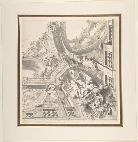 One Quarter Design for a Painted Ceiling by Mauro Antonio Tesi, drawing, 1730-1766