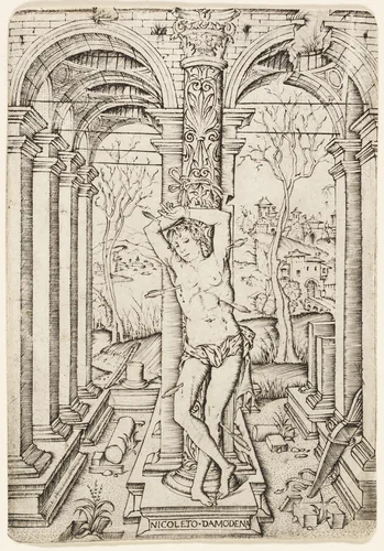 Saint Sebastian by Nicoletto da Modena, print, 1500-1510
