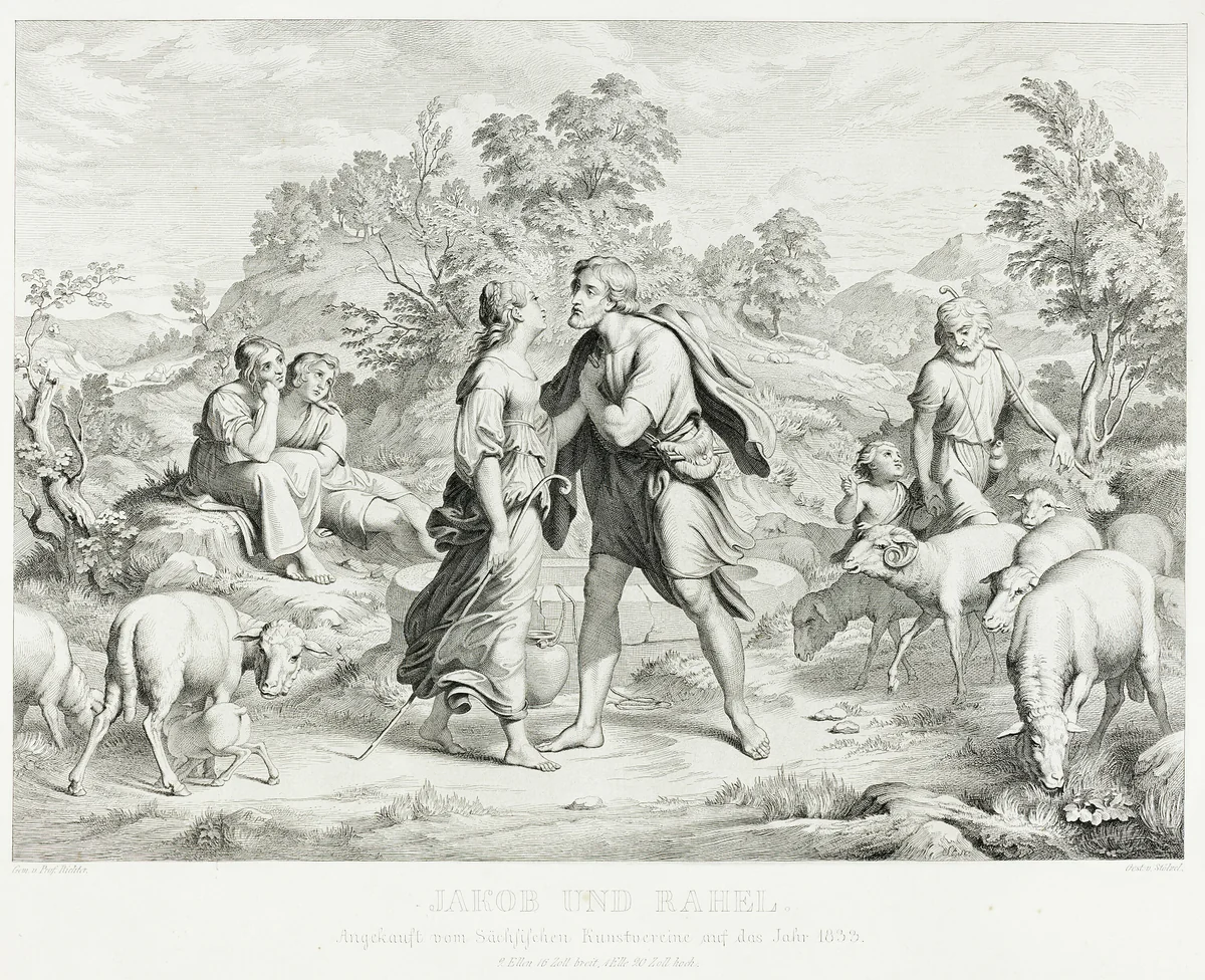 Jacob and Rachel by Christian Ernst Stözel, print, 1833