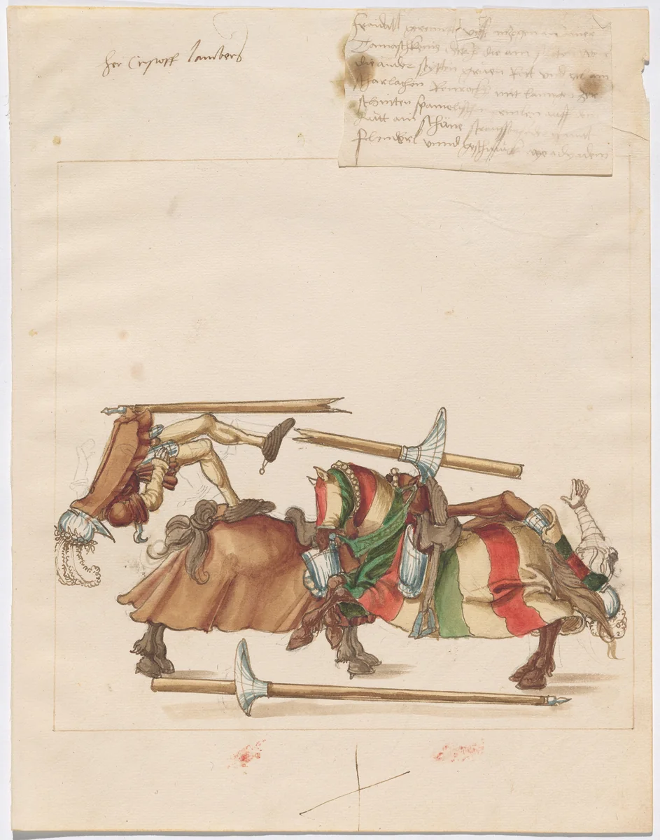 Mock Joust of War with Fixed Shields by German 16th Century, drawing, 1515