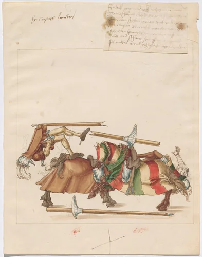 Mock Joust of War with Fixed Shields by German 16th Century, drawing, 1515