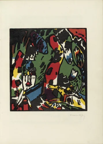 The Archer (Bogenschütze) (plate facing colophon page) from Der Blaue Reiter (The Blue Rider) by Wassily Kandinsky, illustrated book, 1912