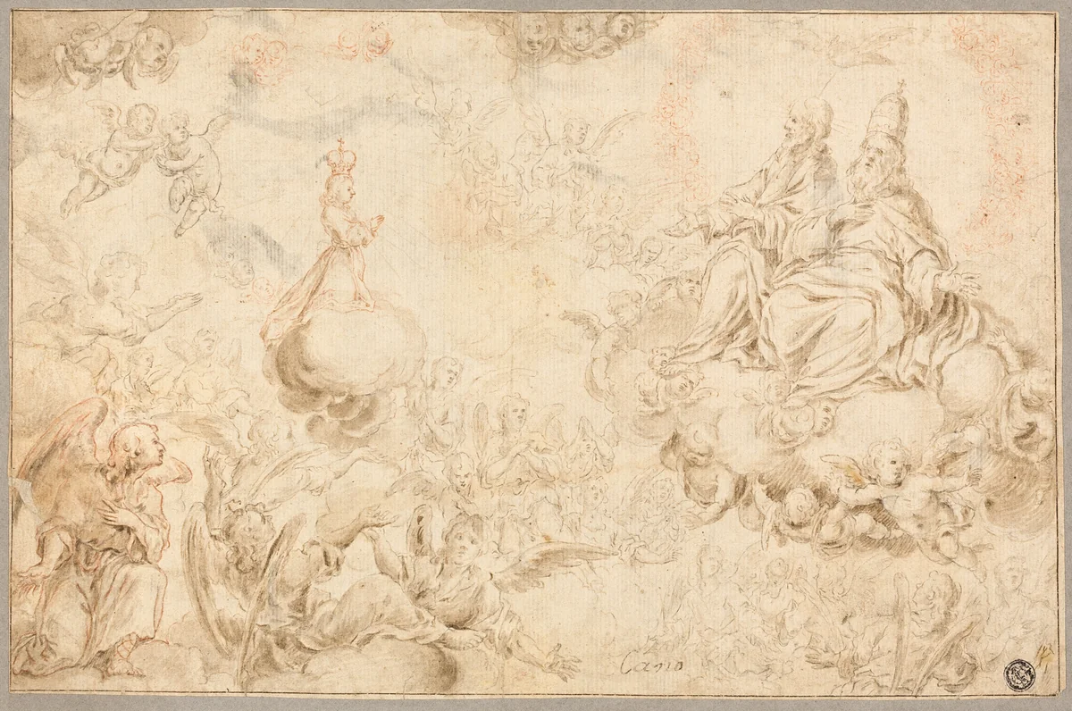 The Holy Infant Adoring the Trinity by Alonso Cano, drawing, 1621-1667