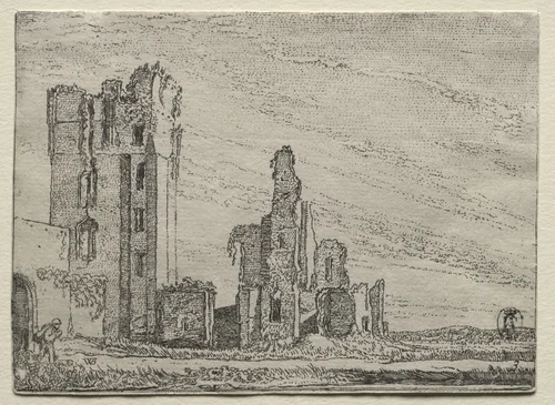 Ruins of the Castle Huys Te Kleef near Haarlem by Willem Pietersz Buytewech, print, 1611-1621