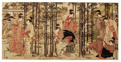 The Fifth Month, a Set of Three (Gogatsu sambukutsui), from the series "Twelve Months by the Twin Brushes of Toyohiro and Toyokuni (Toyohiro Toyokuni ryoga juni ko)" by Utagawa Toyokuni I (初代 歌川 豊国), print, 1793-1803