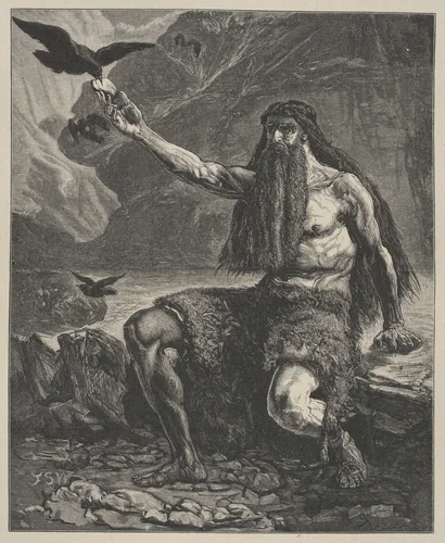 Elijah Fed By Ravens, from "Dalziels' Bible Gallery" by Francis Sylvester Walker, print, 1880-1881