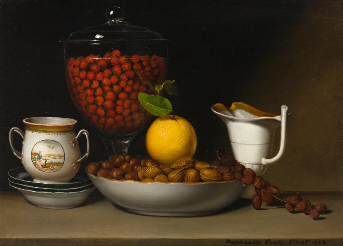 Still Life—Strawberries, Nuts, &c. by Raphaelle Peale, painting, 1822