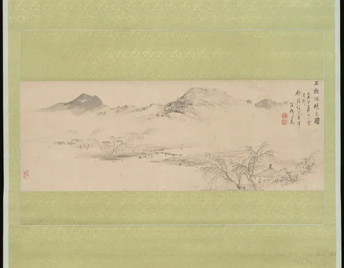 View of the Kamo River from Sanbogi at Dawn by Oda Kaisen, painting, 1829