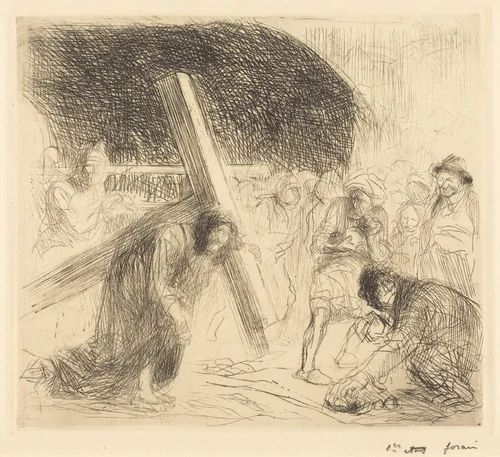 Le Christ portant sa croix (7e planche) (Christ Carrying the Cross) (seventh plate) by Jean-Louis Forain, print, 1910