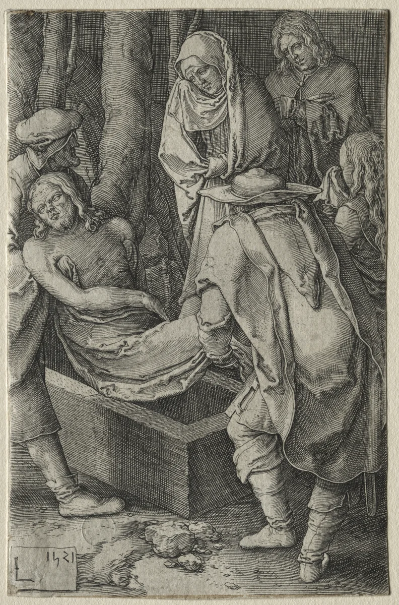 The Passion: The Burial of Christ by Lucas van Leyden, print, 1521