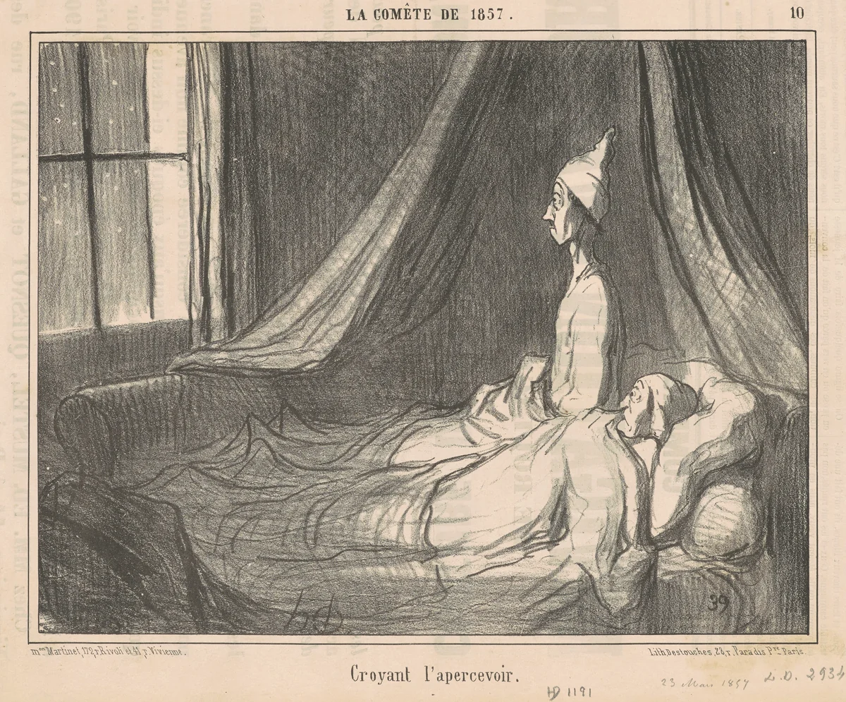 Croyant l'apercevoir ... by Honoré Daumier, print, 1857