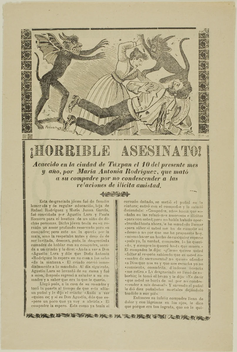 Horrible Murder! by José Guadalupe Posada, print, 1905-1915