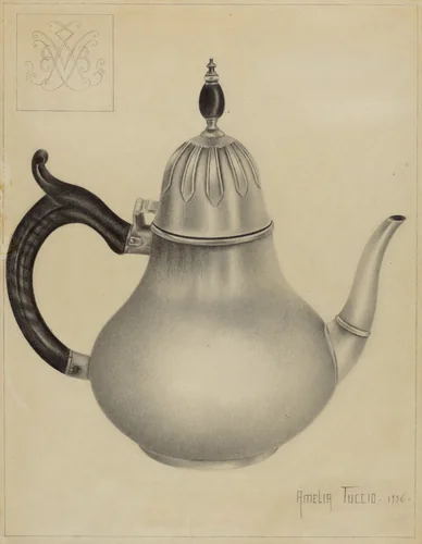 Silver Teapot by Amelia Tuccio, index of american design, 1936