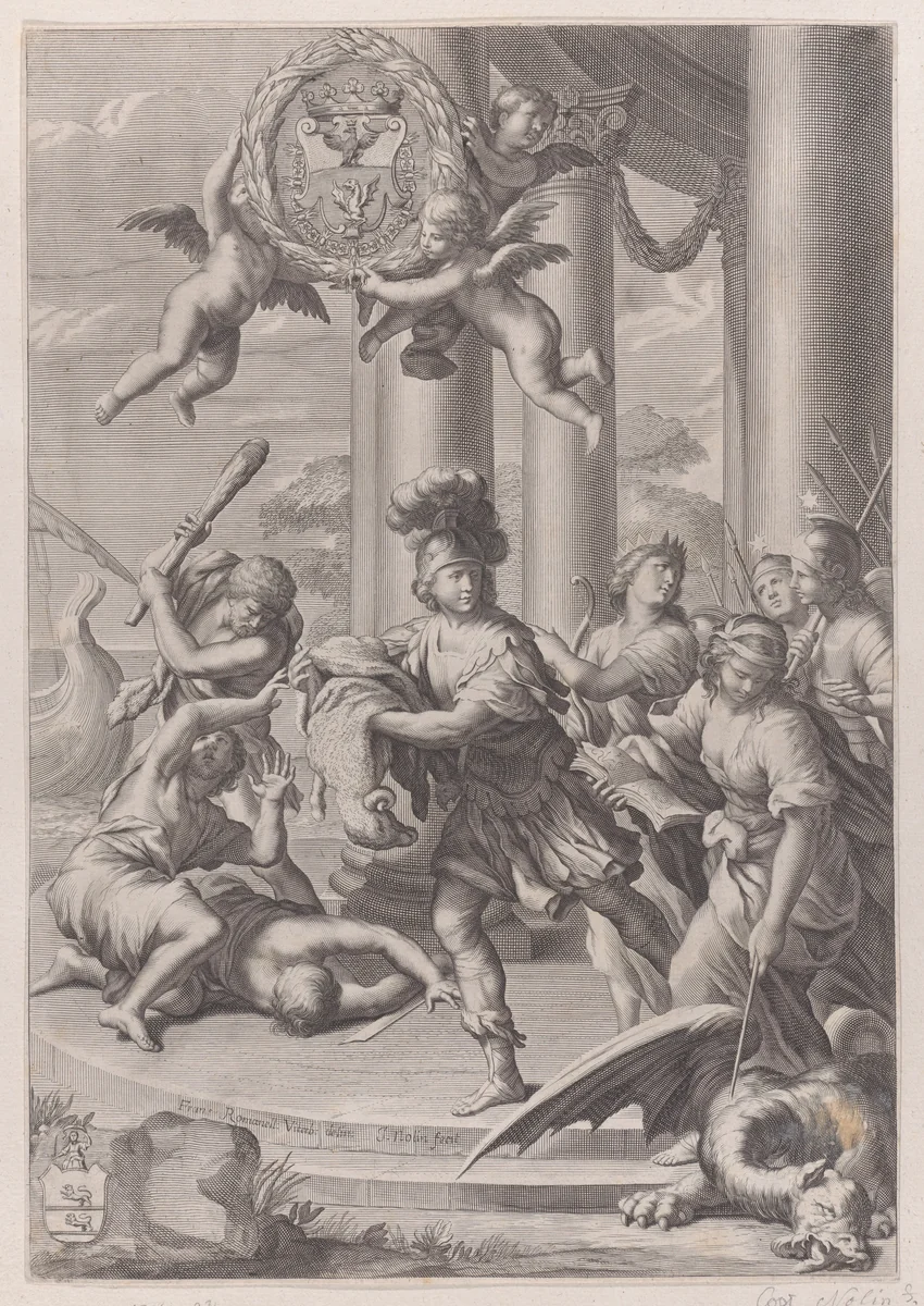 Jason carrying off the golden fleece by Jean-Baptiste Nolin, print, 1690-1725