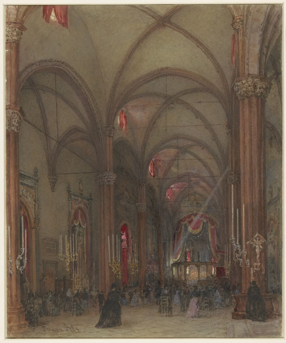 Interieur van de Dom te Verona by Franz Alt, drawing, 1831-1914