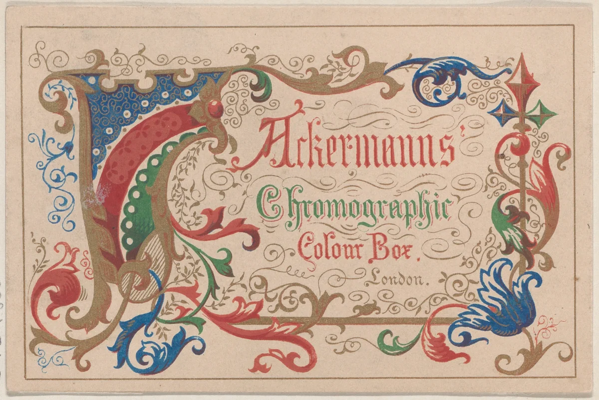 Trade Card for Ackerman's Chromographic Colour Box by anonymous, print, 1800-1900