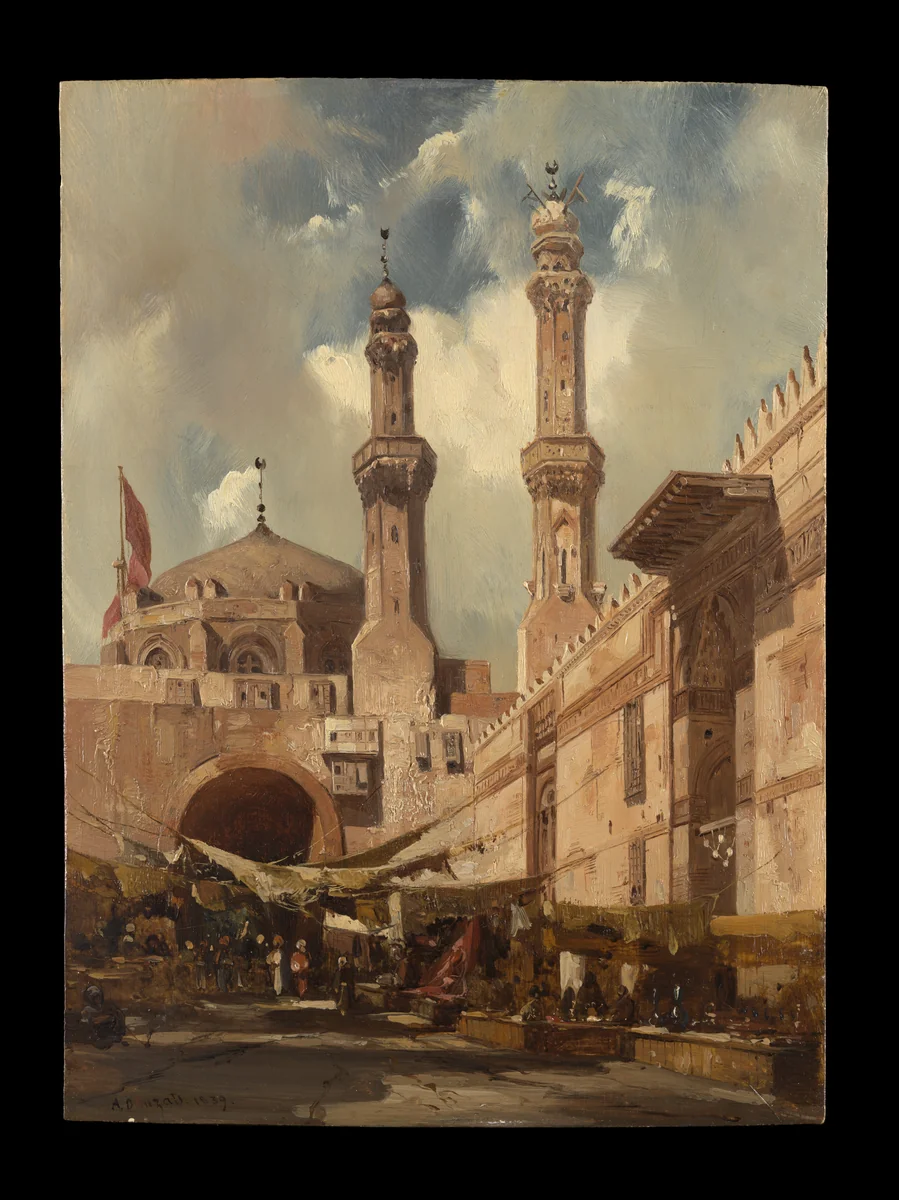 A Cairo Bazaar by Adrien Dauzats, painting, 1839