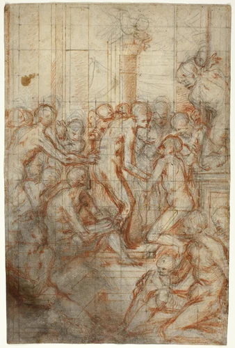 Study for the Purification of the Virgin by Giovanni Battista Naldini, drawing, 1575-1579
