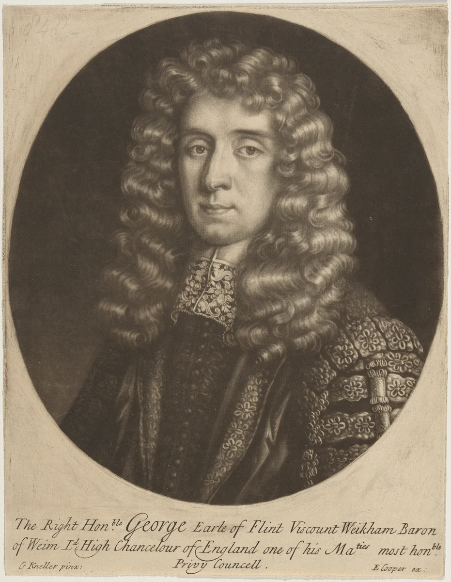 George Jeffreys, Earl of Flint, Viscount Weikham by Anonymous Artist; Sir Godfrey Kneller, print, 1646-1723