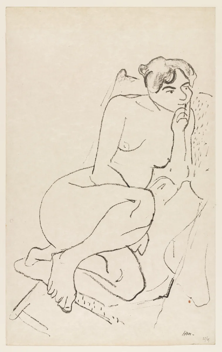 Pensive Nude in Folding Chair (Figure pensive au fauteuil pliant) by Henri Matisse, print, 1906