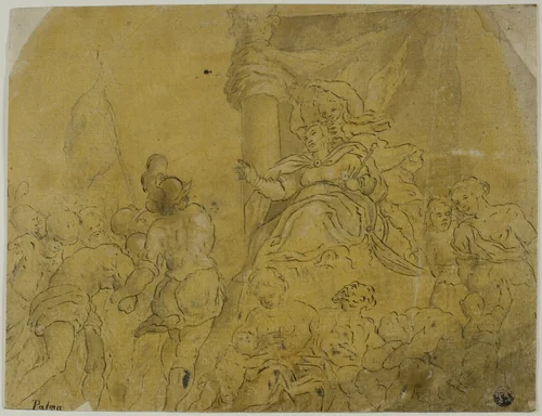 Study for Venice, Crowned by Victory, Receiving Her Subject Peoples by Jacopo Negretti, drawing, 1578-1600