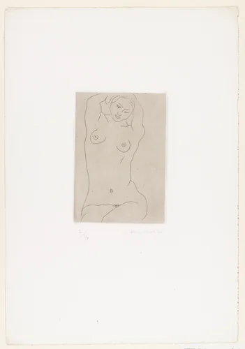 Nude, arms clasped over heard (Nu, les bras sur la tête) by Henri Matisse, print, 1926