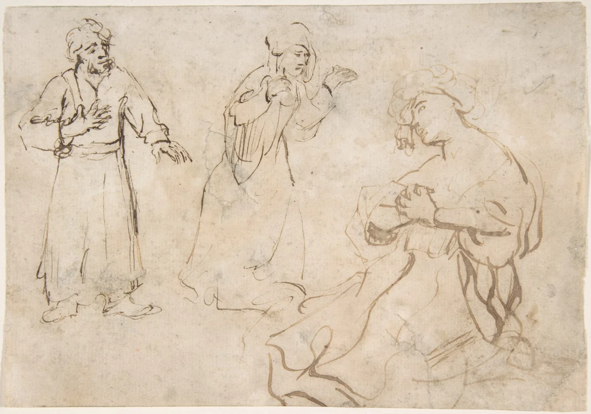 Study for a Pietà by Rembrandt van Rijn, drawing, 1606-1669