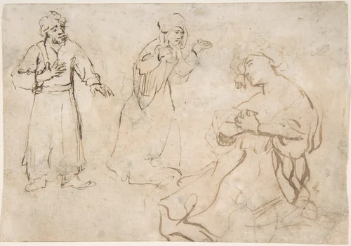 Study for a Pietà by Rembrandt van Rijn, drawing, 1606-1669