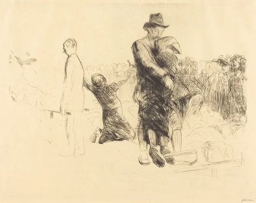 Lourdes, transport des paralysées (Lourdes, Transport of the Paralyzed) by Jean-Louis Forain, print, 1912-1913