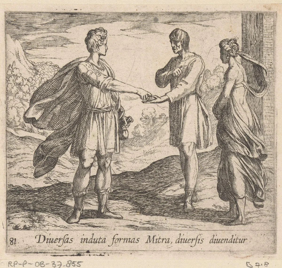Erysichthon verkoopt zijn dochter by Antonio Tempesta, print, 1606