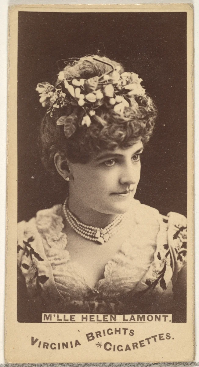 Mlle. Helen Lamont, from the Actors and Actresses series (N45, Type 1) for Virginia Brights Cigarettes by Allen & Ginter, photograph, 1885-1891