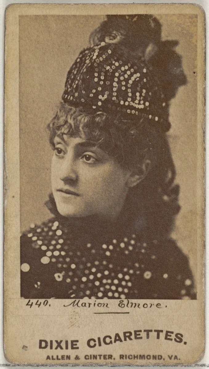 Card 440, Marion Elmore, from the Actors and Actresses series (N45, Type 7) for Dixie Cigarettes by Allen & Ginter, photograph, 1885-1891