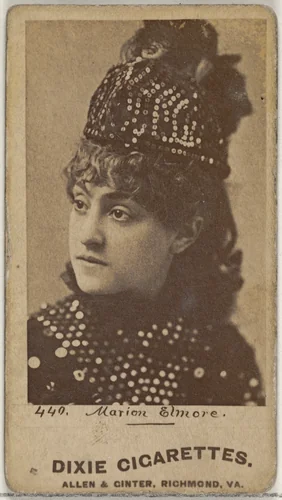 Card 440, Marion Elmore, from the Actors and Actresses series (N45, Type 7) for Dixie Cigarettes by Allen & Ginter, photograph, 1885-1891