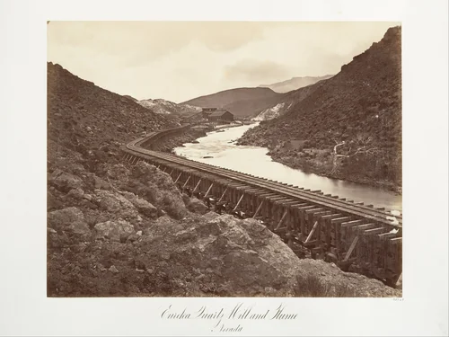 Eureka Quartz Mill and Flume, Nevada by Carleton E. Watkins, photograph, 1875