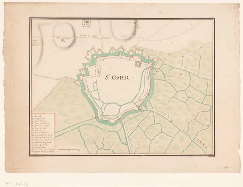 Vestingplattegrond van Sint-Omaars by anonymous, drawing, 1650-1700