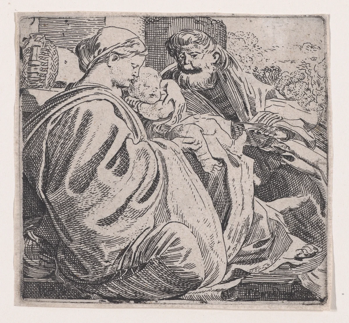 The Holy Family Resting by Willem Pietersz Buytewech, print, 1610-1620