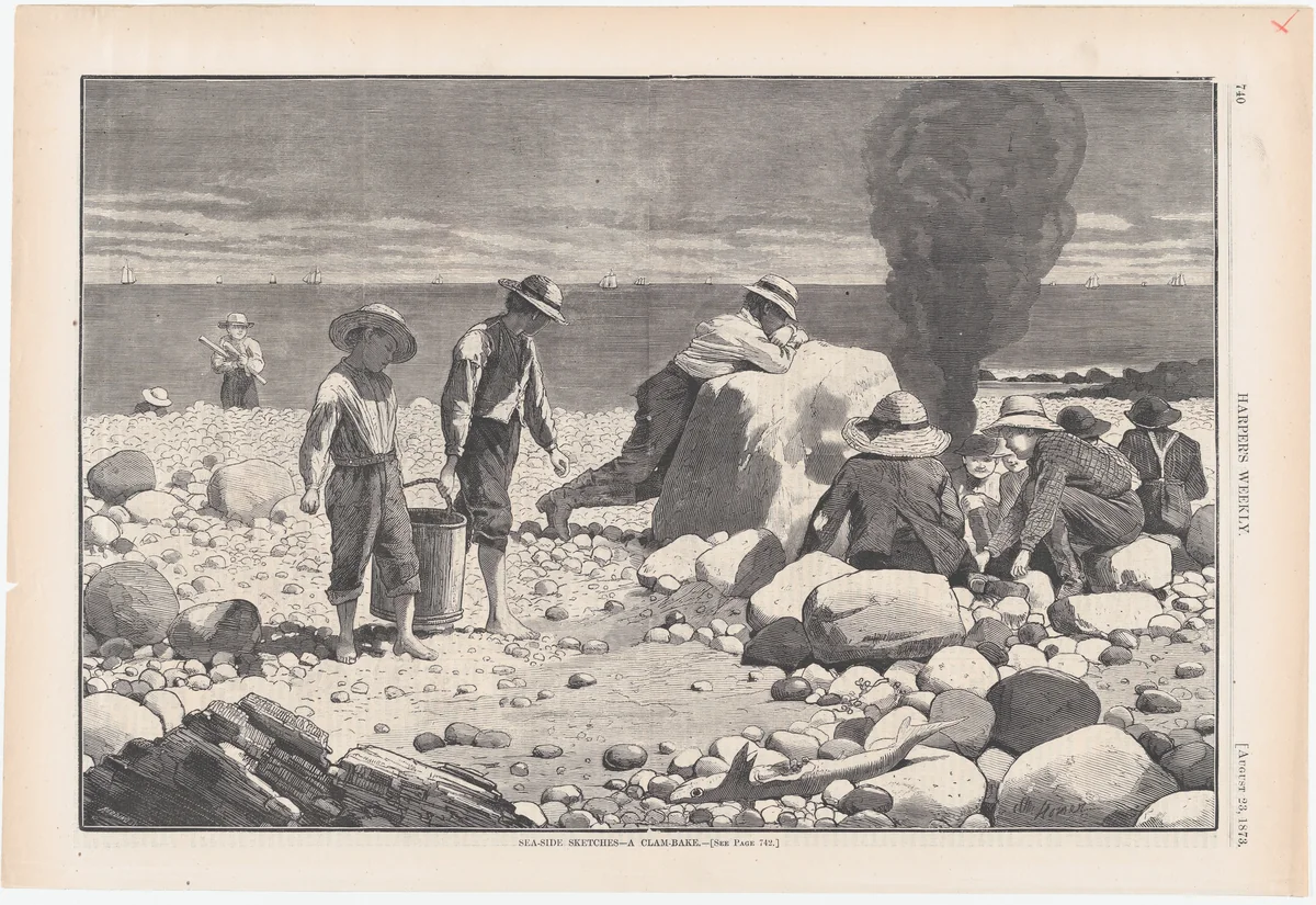 Sea-side Sketches – A Clam Bake (from "Harper's Weekly," Vol. XVII) by Winslow Homer, print, 1873