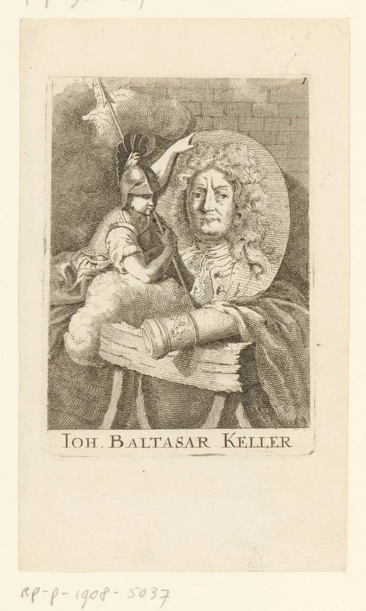 Portret van Johann Balthasar Keller by Johann Rudolph Schellenberg, print, 1750-1806
