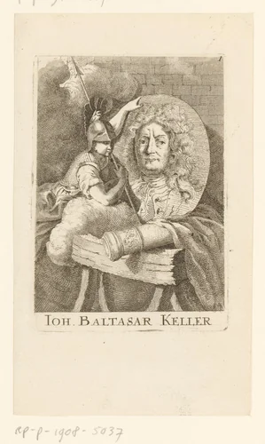 Portret van Johann Balthasar Keller by Johann Rudolph Schellenberg, print, 1750-1806