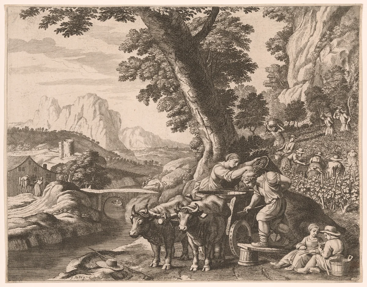 The Harvest, Plate 10 from Pastorales by Claudine Bouzonnet-Stella, print, 1667