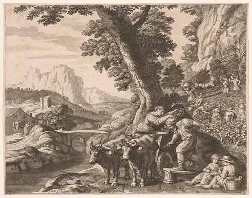 The Harvest, Plate 10 from Pastorales by Claudine Bouzonnet-Stella, print, 1667