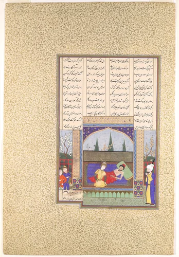 "Hurmuzd I's Last Testament to Prince Bahram I", Folio 535r from the Shahnama (Book of Kings) of Shah Tahmasp by Abu'l Qasim Firdausi, manuscript, 1500-1555