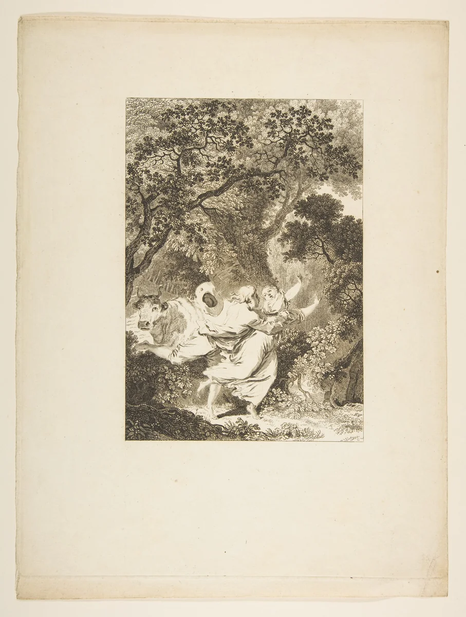 La Clochette, from "Contes et nouvelles en vers par Jean de La Fontaine. A Paris, de l'imprimerie de P. Didot, l'an III de la République, 1795" by Jean Dambrun, print, 1790-1800