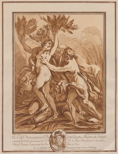 Apollo and Daphne by Per Gustaf Floding; François Boucher, print, 1762