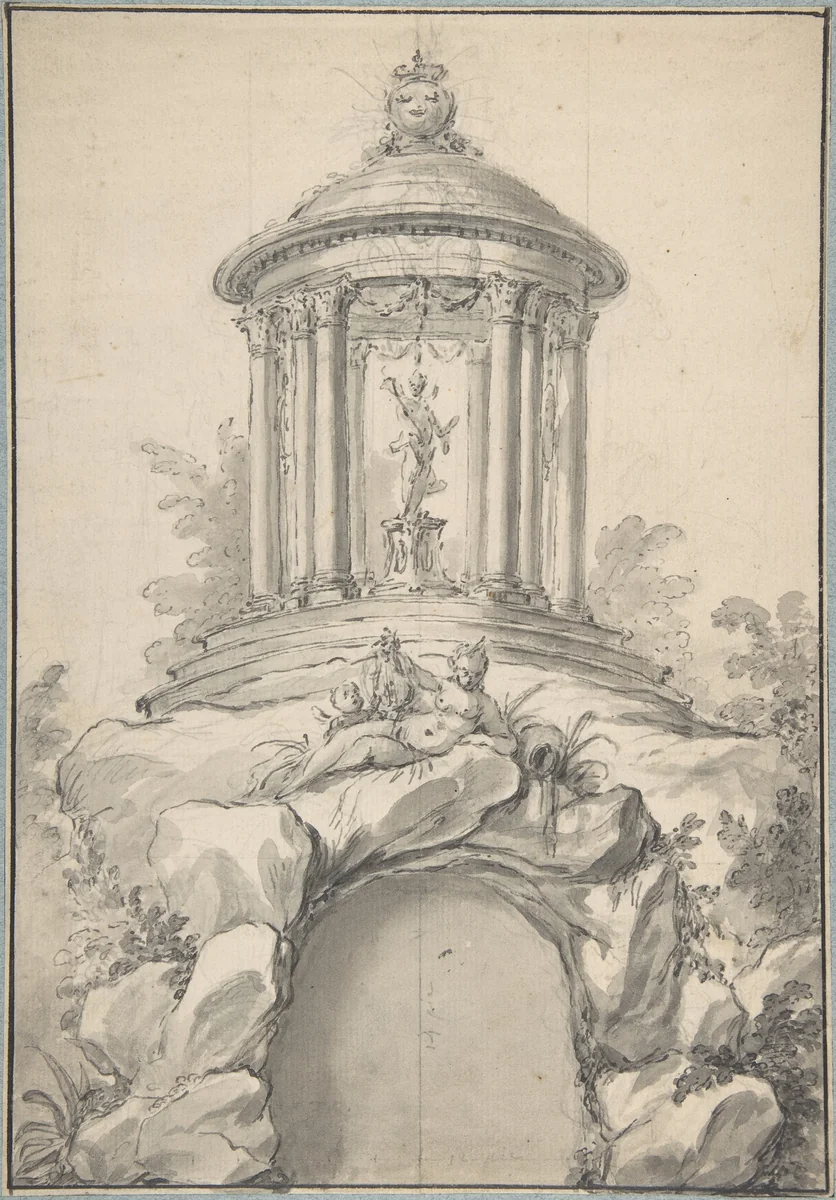 Design for Festival Architecture for an Entry into Paris for the King of Sweden, Frederick I of Hesse by Guillaume Thomas Raphaël Taraval, drawing, 1715-1750