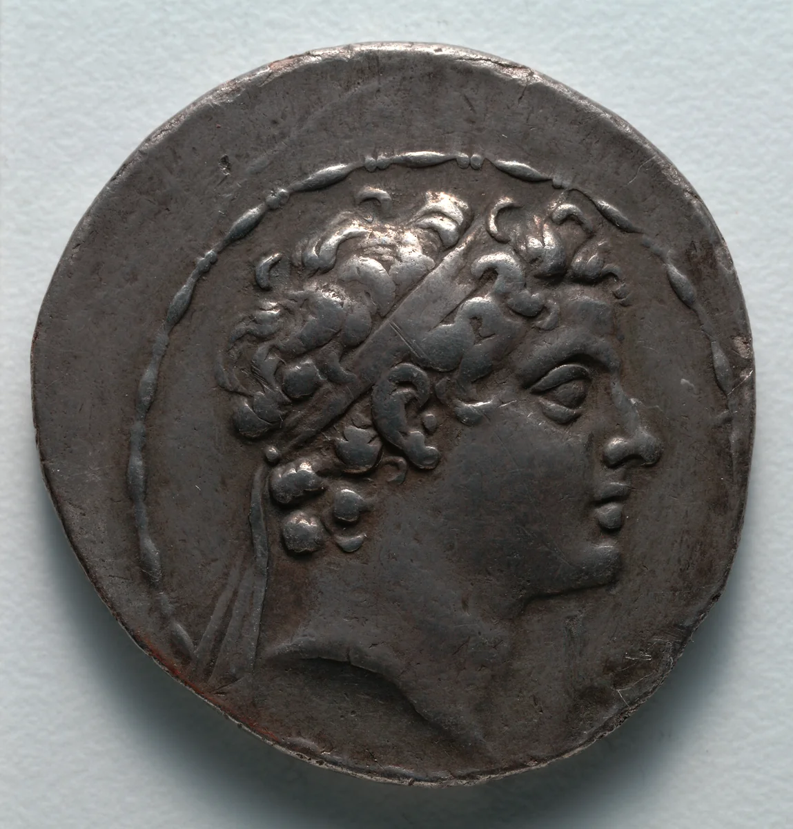 Tetradrachm: Head of Antiochos V (obverse) by Unknown, metalwork, -164--162