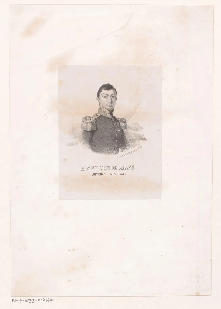 Portret van Adriaan Willem Storm de Grave by anonymous, print, 1845-1847